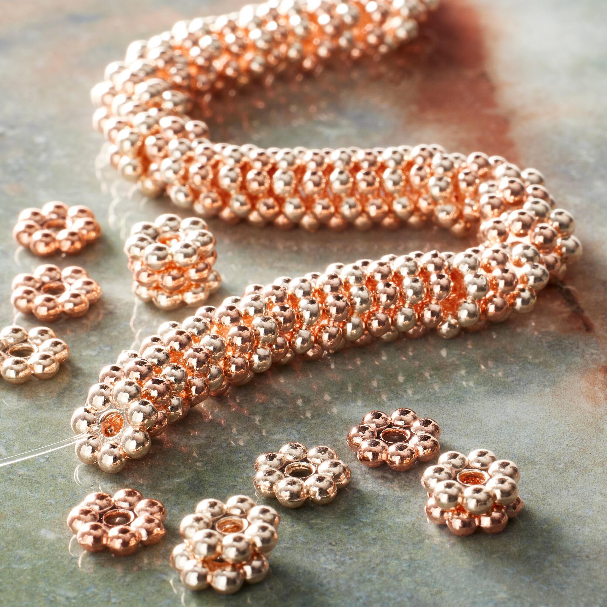 Rose Goldtone Metal Rondelle Beads, 8mm by Bead Landing™